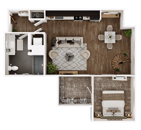 Floor plan for 1 bed, 1 bath, 925 sqft